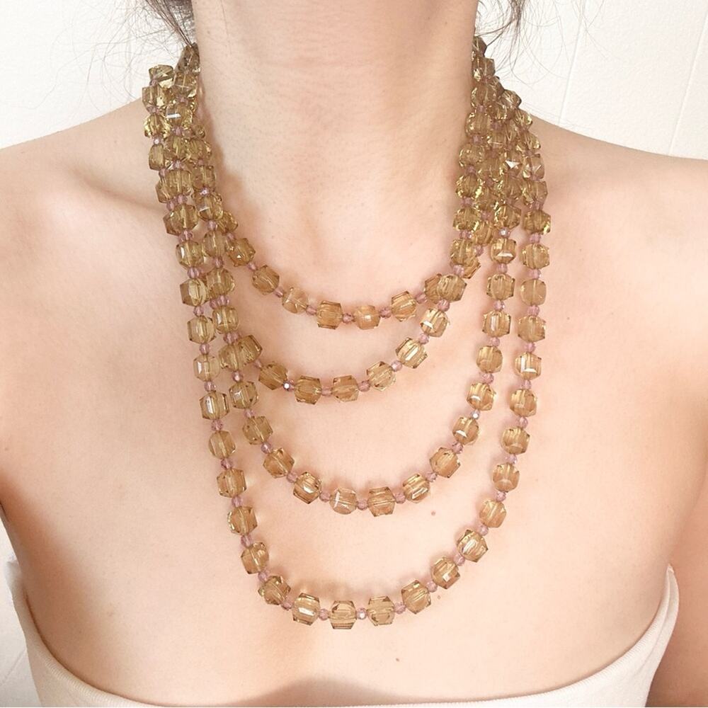 Archival Tarina Tarantino 4-Strand Citrine Crystal Statement Necklace Y2K